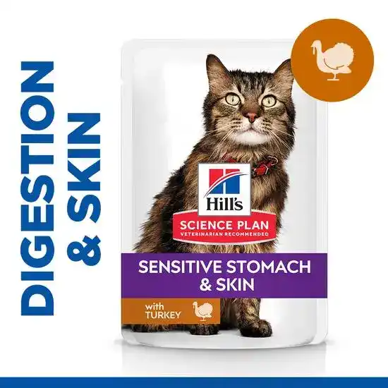 Hill's SCIENCE PLAN Sensitive Stomach & Skin Adult Wet Cat Food with Turkey 12 x 18782