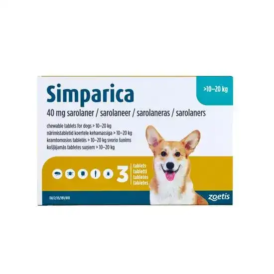 Simparica Chewable Tablets for Dogs 40mg (10kg-20kg) 11438