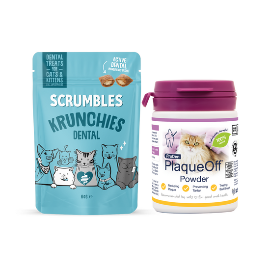 Cat Dental Bundle: Scrumbles Krunchies Treats & ProDen PlaqueOff Powder 19254