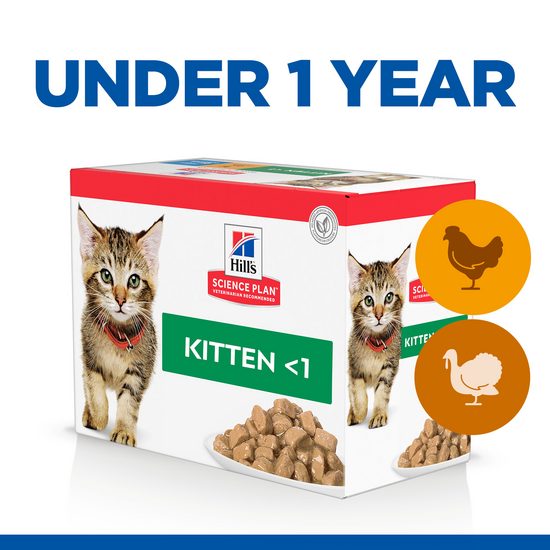 Hill's SCIENCE PLAN Kitten Wet Cat Food Multipack with Chunks in Gravy with Chicken & Turkey 85g Pouches 15910