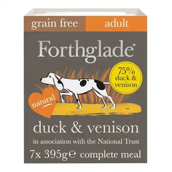 Forthglade Grain Free Complete Adult Wet Dog Food Duck & Venison 7 x 395g Trays 17626