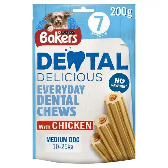 Bakers Dental Delicious Medium Dog Chews with Chicken 6 x 200g 16196