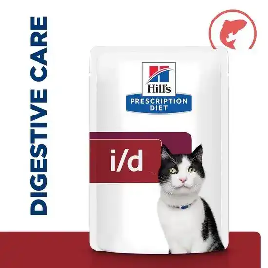Hill's PRESCRIPTION DIET i/d Digestive Care Wet Cat Food with Chunks in Gravy with Salmon 85g Pouches 15886