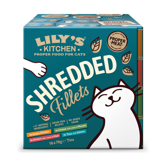 Lily's Kitchen Adult Wet Cat Food Shredded Fillets in Broth Multipack 8 x 70g Tins 17651