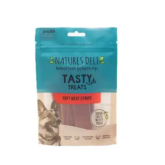 Natures Deli Tasty Treat Soft Strips with Beef for Dogs 100g Packs 2076