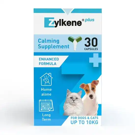 Zylkene Plus Calming Supplement Capsules for Cats and Small Dogs (Up to 10kg) 75mg 30 Capsules 16193