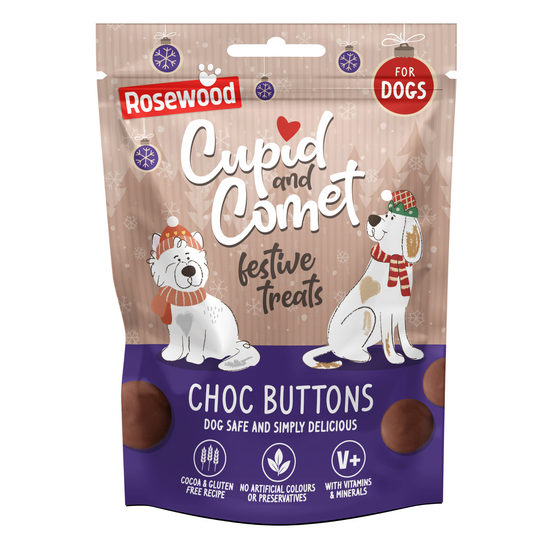 Rosewood Cupid and Comet Christmas Choc Buttons Dog Treat 19892