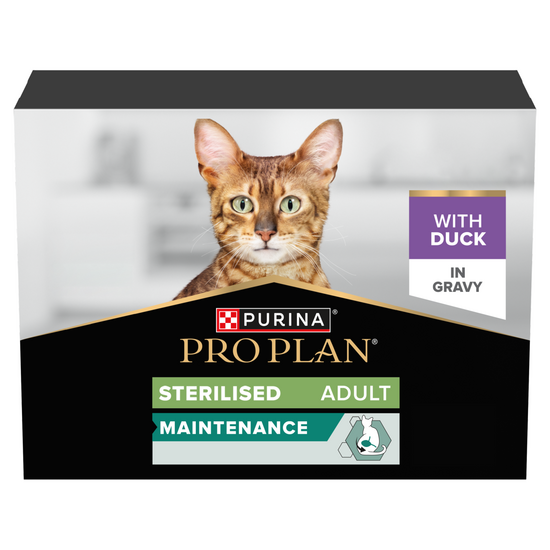PURINA PRO PLAN Adult Sterilised Maintenance Wet Cat Food with Duck in Gravy 85g Pouches 18454