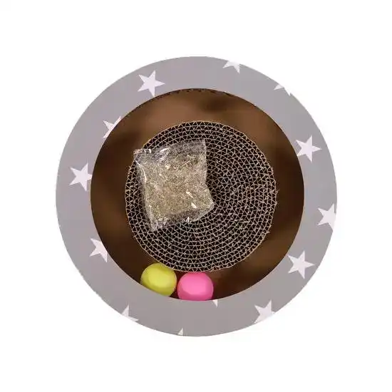 Rosewood Jolly Moggy Cardboard Cat Scratcher Puzzle Toy with Balls & Catnip 20073