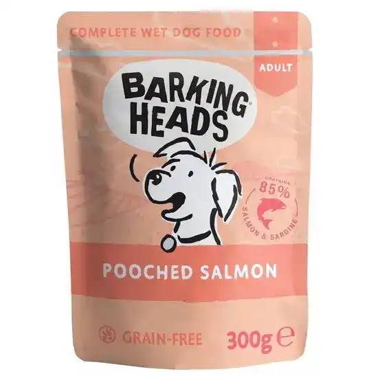 Barking Heads Grain Free Pooched Salmon Adult Wet Dog Food 10 x 300g Pouches 18089