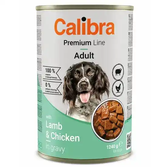 Calibra Premium Line Adult Wet Dog Food Lamb & Chicken in Gravy 12 x 1240g Cans 18012