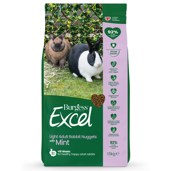 Burgess Excel Adult Rabbit Light Nuggets with Mint 1.5kg 16988