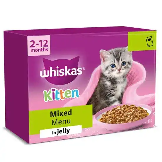 Whiskas Kitten Wet Cat Food Mixed Menu in Jelly 85g Pouches 18395