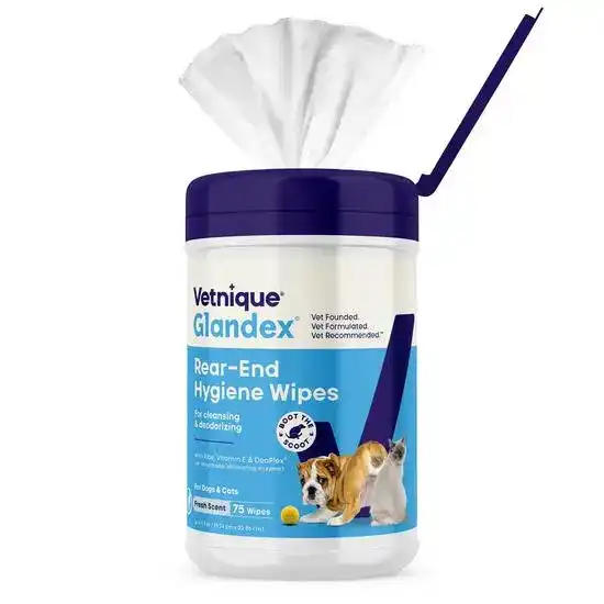 Glandex Anal Gland Hygienic Rear End Pet Wipes for Dogs and Cats 10578