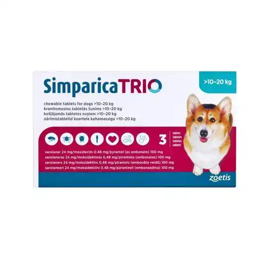 Simparica TRIO Chewable Tablets for Dogs 24mg (10kg-20kg) 4451