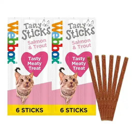 Webbox Tasty Sticks Cat Treats with Salmon & Trout 72 Pieces 17998