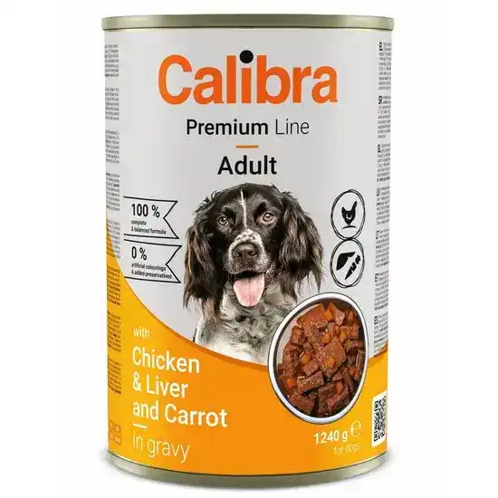 Calibra Premium Line Adult Wet Dog Food Chicken & Liver and Carrot in Gravy 12 x 18013