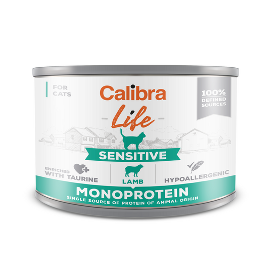 Calibra Life Sensitive Wet Cat Food Lamb 6 x 200g Tins 16222