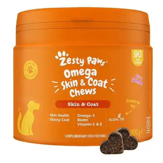 Zesty Paws Omega Skin & Coat Chews for Dogs Rich in Salmon 18047