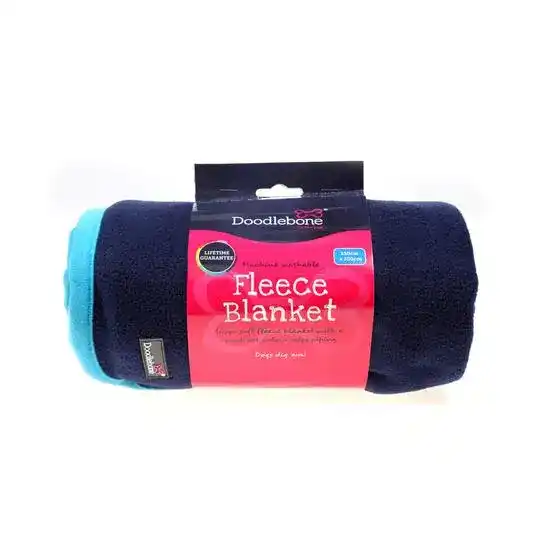 Doodlebone Pet Fleece Blanket Navy Aqua 18798