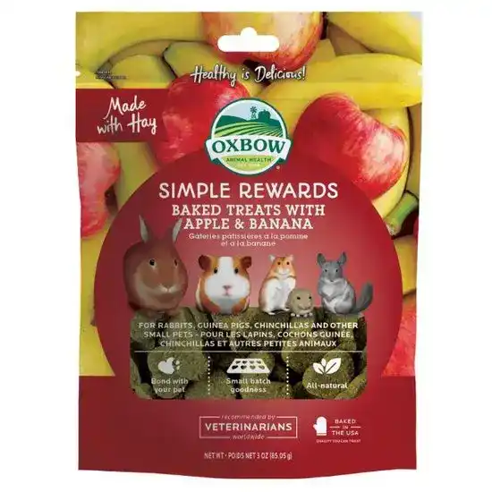 Oxbow Simple Rewards Baked Treats for Small Pets with Apple & Banana 1 x 60g 16977