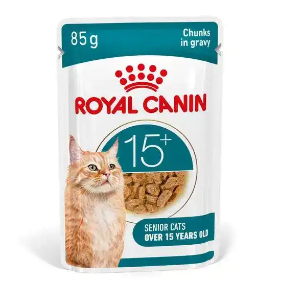 Royal Canin Ageing 15+ Senior Wet Cat Food with Chunks in Gravy 12 x 85g Pouches 19334
