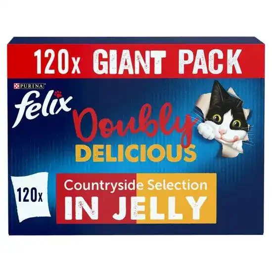 Felix Doubly Delicious Countryside Selection Wet Cat Food 120 x 85g Pouches 18371