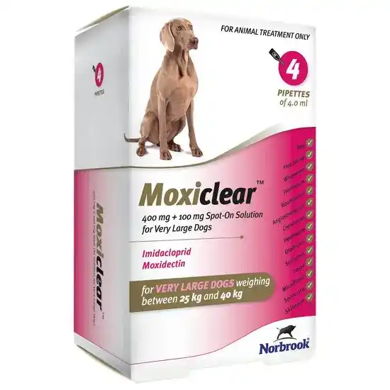 Moxiclear Spot-On Solution for Very Large Dogs 400mg + 100mg (25kg-40kg) 16543