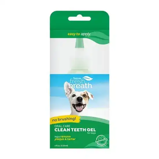 TropiClean Fresh Breath Oral Care Clean Teeth Gel for Dogs Spearmint 118ml Bottle 2113
