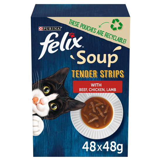 Felix Soup Tender Strips Farm Selection Wet Cat Food 48 x 48g Pouches 18359