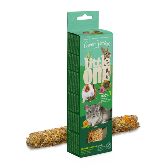Little One Green Valley Grain Free Herb Treat Stick for Small Mammals 2 x 160g 18209