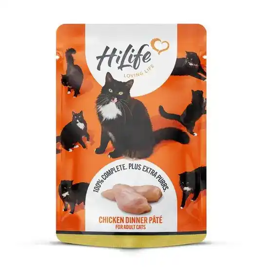 HiLife It's Only Natural Adult Wet Cat Food with Chicken Dinner Pate 18 x 70g Pouches 18127