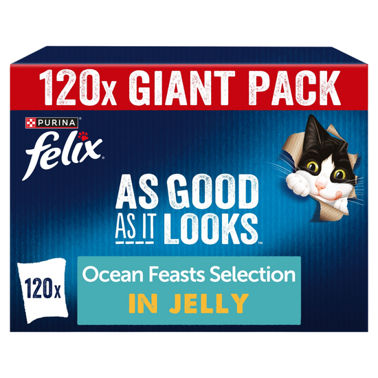 Felix As Good As it Looks Ocean Feasts Wet Cat Food 120 x 85g Pouches 18378