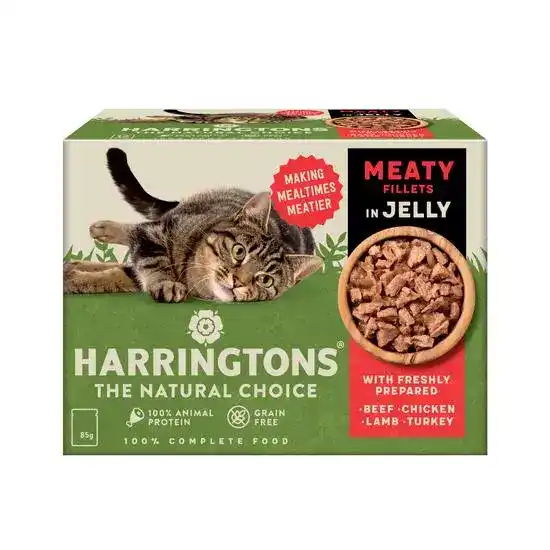 Harringtons Grain Free Adult Wet Cat Food Meaty Selection in Jelly 12 x 85g Pouches 18057
