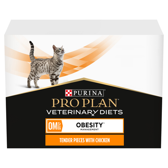 PURINA PRO PLAN VETERINARY DIETS Adult OM Obesity Management Wet Cat Food with Tender Pieces with Chicken 40 x 85g Pouches 15689