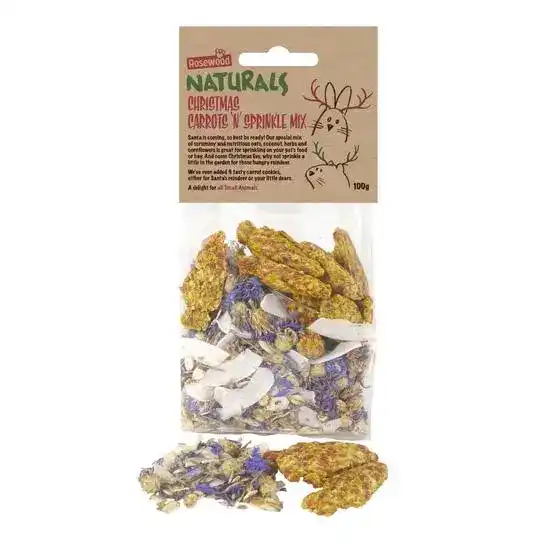 Rosewood Naturals Christmas Carrots 'n' Sprinkle Mix Treats for Small Animals 1 19182