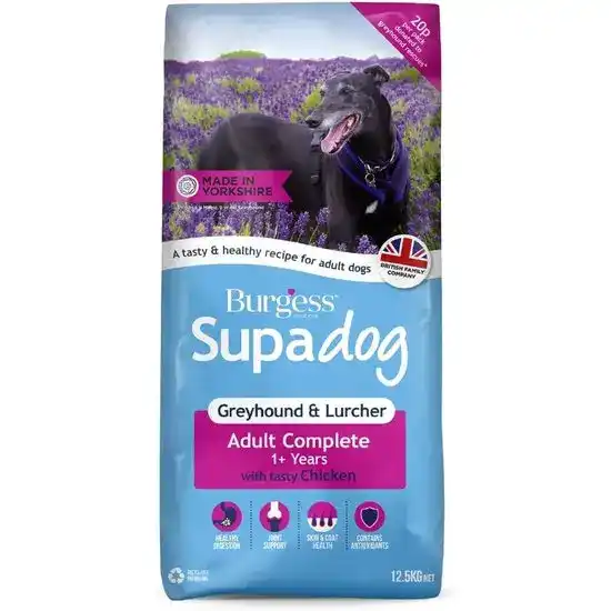 Burgess Supadog Adult Greyhound & Lurcher Dry Dog Food with Chicken 12.5kg 16454