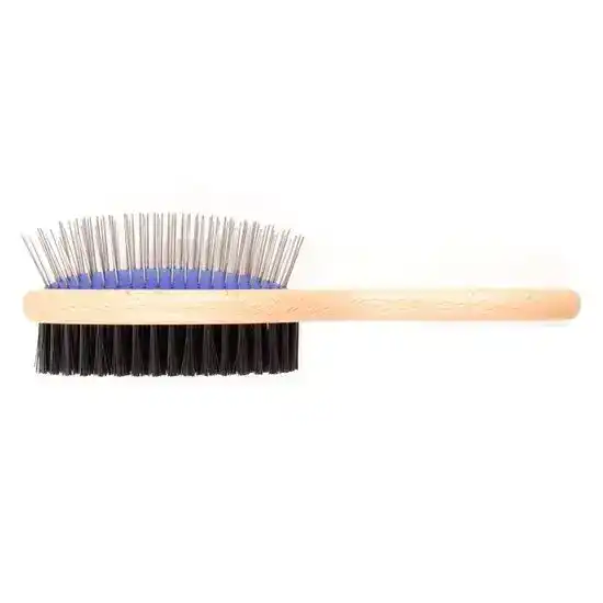 Ancol Ergo Wood Handle Double Sided Brush for Dogs 11638