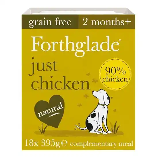 Forthglade Grain Free Complementary Adult Wet Dog Food Just Chicken 18 x 395g Trays 17622