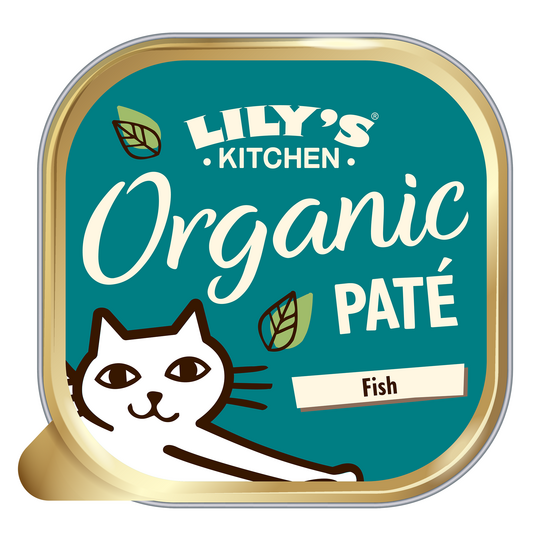 Lily's Kitchen Organic Adult Wet Cat Food Pate with Fish 19 x 85g Alutrays 17652
