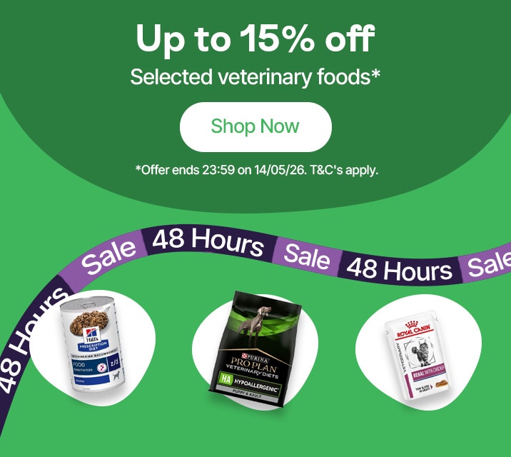 Up to 15% Off Selected veterinary foods*
