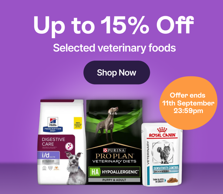 Up to 15% Off Selected veterinary foods