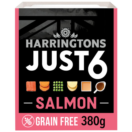 Harringtons Just 6 Grain Free Adult Wet Dog Food Salmon 8 x 380g Trays 18063