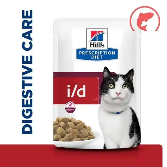 Hill's PRESCRIPTION DIET i/d Digestive Care Wet Cat Food with Chunks in Gravy with Salmon 85g Pouches 15886