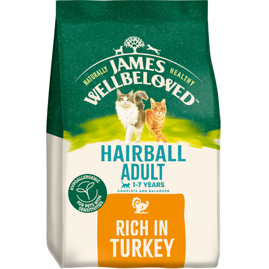 James Wellbeloved Adult Anti-Hairball Dry Cat Food Turkey 18639