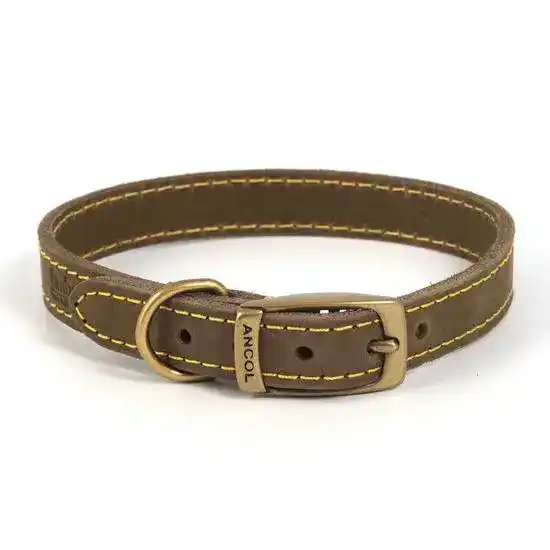 Ancol The Heritage Collection Timberwolf Leather Dog Collar Sable 19083