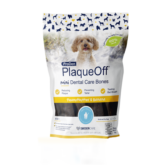 ProDen PlaqueOff Mini Peanut Butter & Banana Dental Care Bones for Small Dogs 1 x 340g 16883