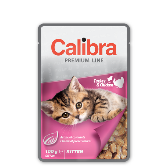 Calibra Premium Line Kitten Wet Cat Food Turkey & Chicken in Gravy 24 x 100g Pou 18029