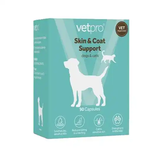 Vetpro Skin & Coat Support Supplement Capsules for Cats & Dogs 19282