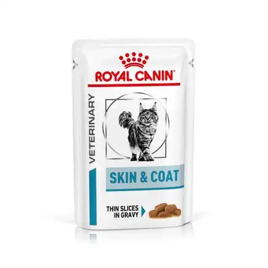 ROYAL CANIN Veterinary Health Nutrition Skin & Coat Wet Cat Food with Thin Slice 15907